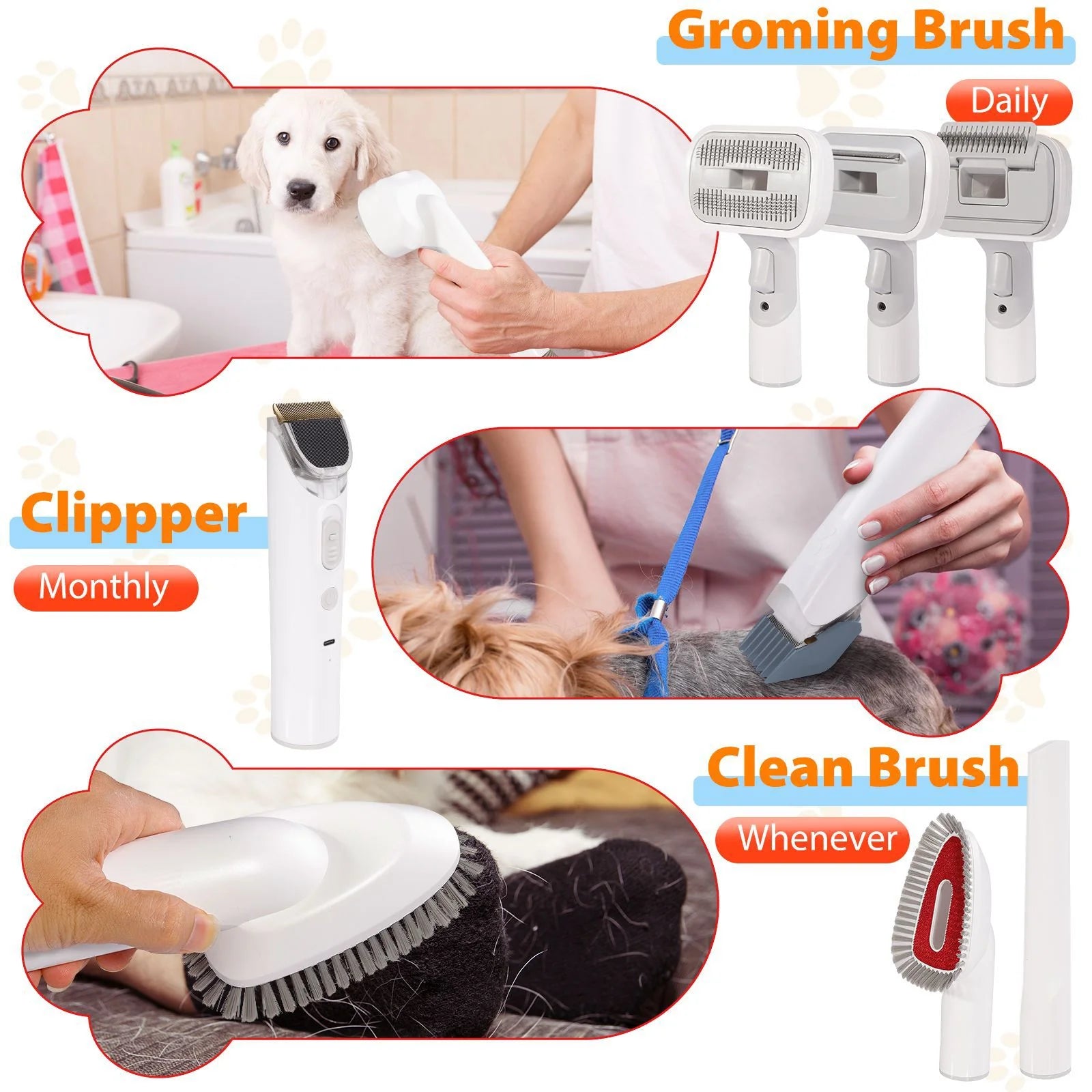 Multi-Purpose Pet Grooming Vacuum Kit Set