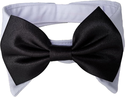 Dog Necktie Pet Tuxedo Cotton Collar with Black Tie for Small Medium and Large Dogs (S)