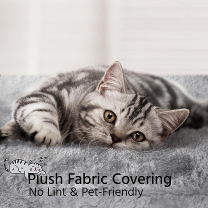 Cat Tree 34In Cat Tower Plush Cover with Condo, Platform & Basket for Indoor Kittens, Cat Furniture Activity Tree