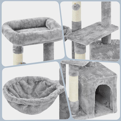 Cat Tree 34In Cat Tower Plush Cover with Condo, Platform & Basket for Indoor Kittens, Cat Furniture Activity Tree