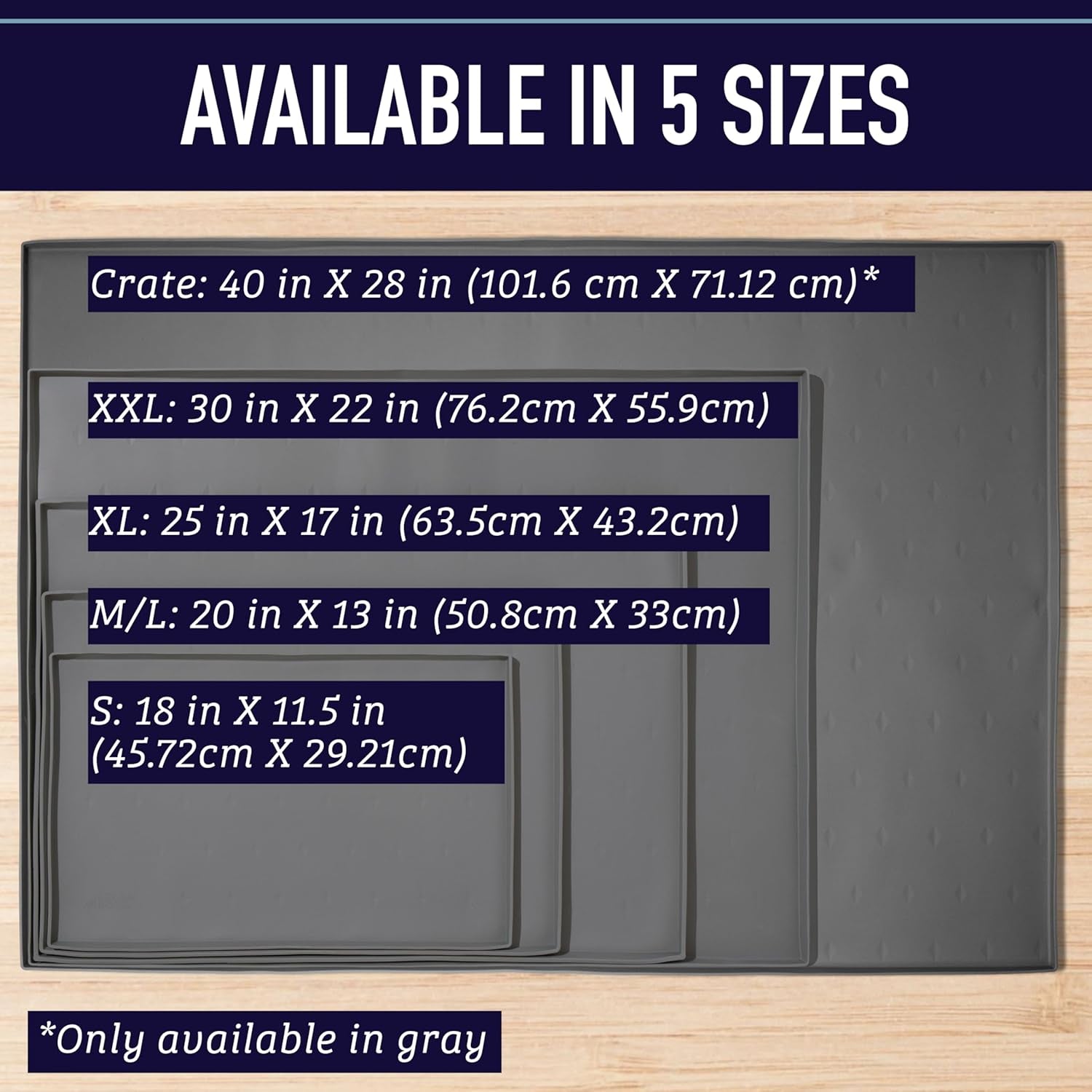 Dog Food Mat - Waterproof Cat & Dog Bowl Mat for Food and Water, Silicone Pet Feeding Mats for Floors, Non-Slip Placemat with High Edges, Puppy Essentials (XL: 25"X17", Gray)