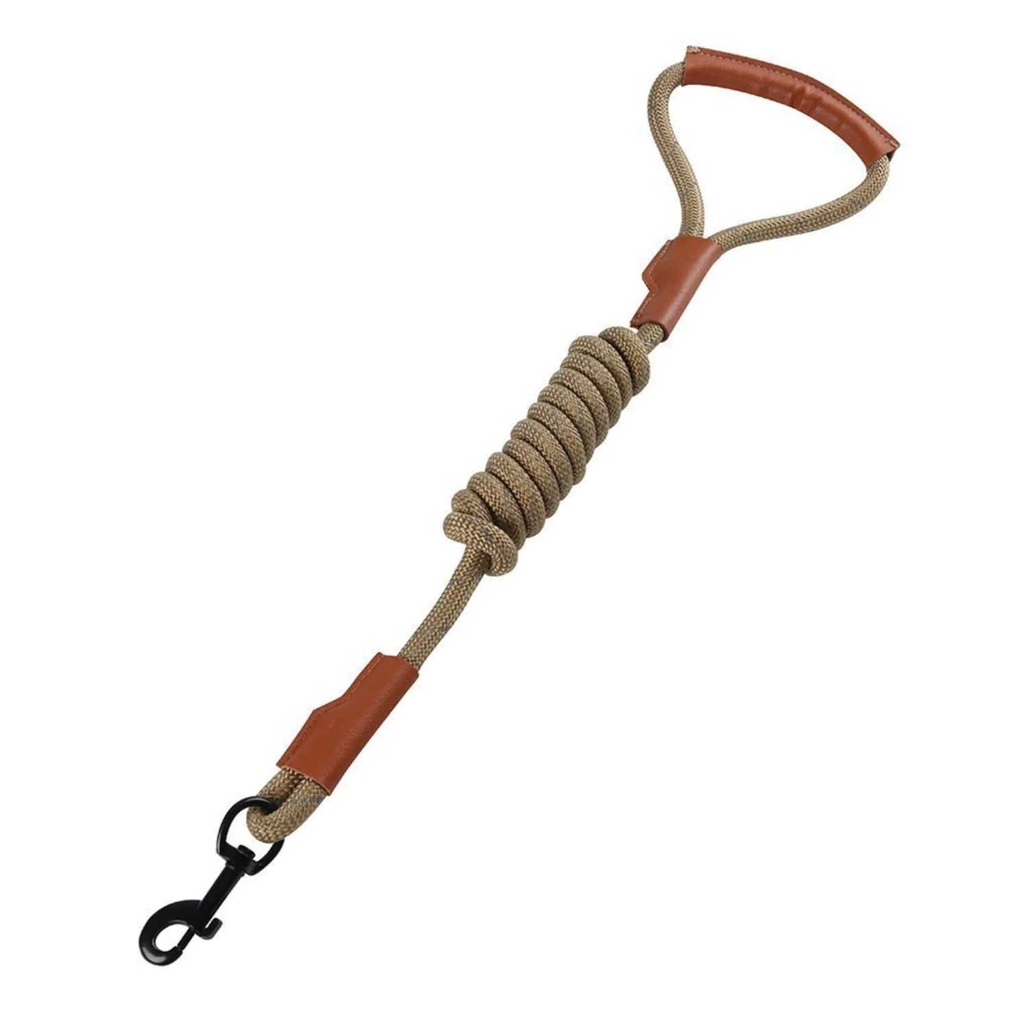 Reflective Dog Leash with Leather Handle - Durable Nylon Rope for Safe Walking