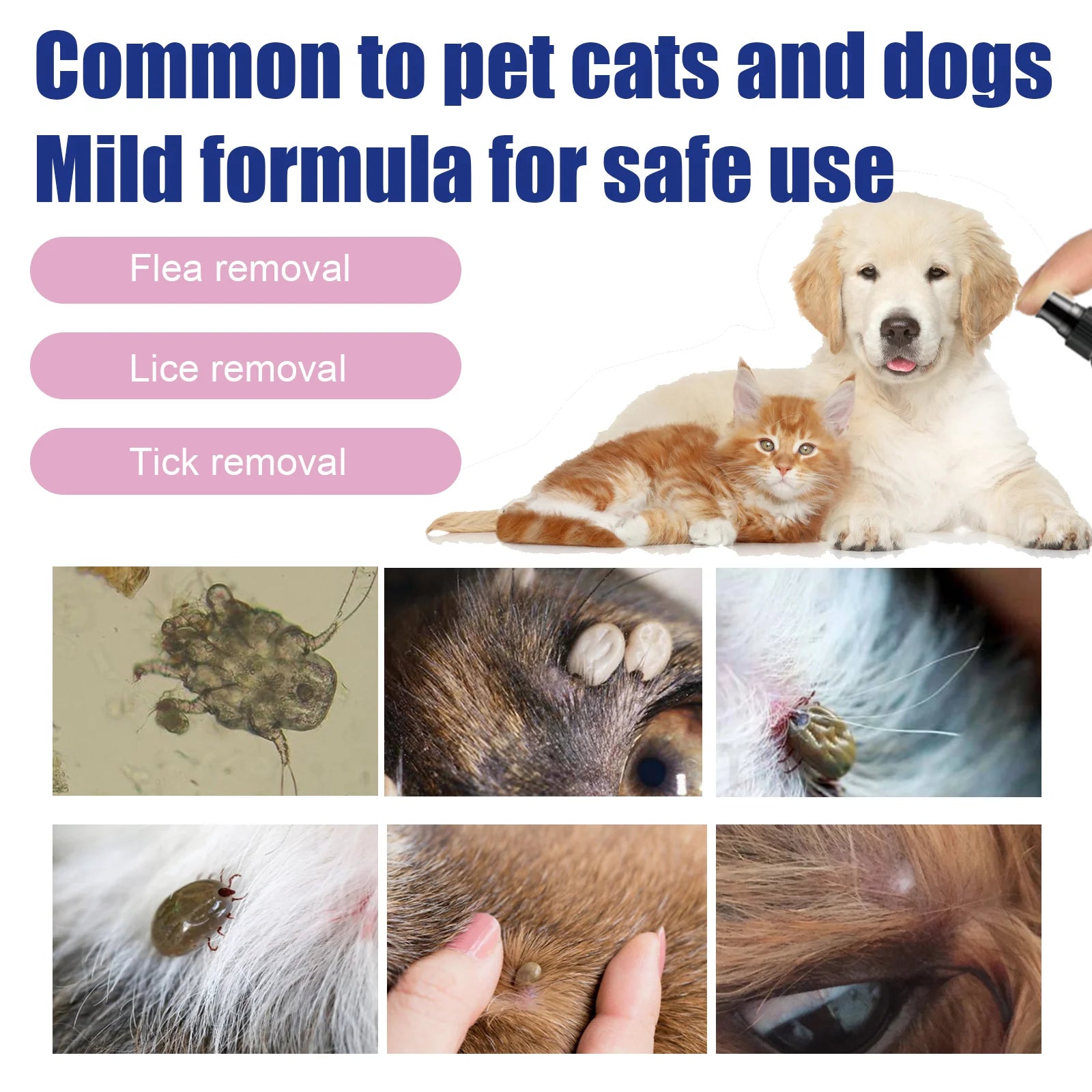 Pet Flea Control Spray, Cat & Dog Skin Care External Tick Relief Spray