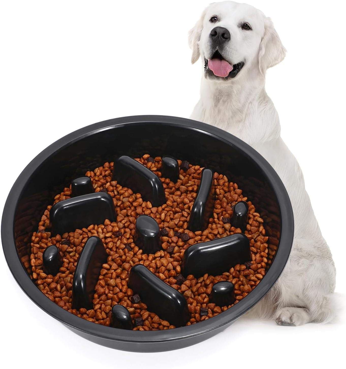 Slow Feeder Dog Bowl - BPA, PVC, and Phthalate-Free - Suitable for Most Raised Feeders - Non-Slip Maze Design - Can Be Used for All Food Types