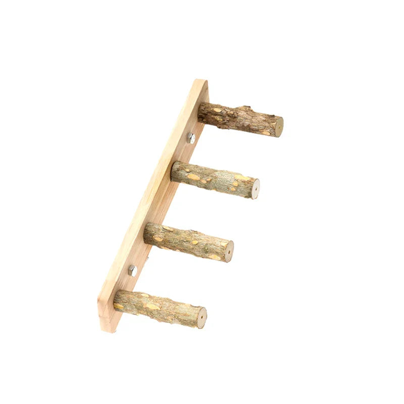 Bird Ladder Perch for Cage, Natural Wood Bird Parrot Perch Stand Parrot Perch Bridge Climbing Chewing Toys for Small Medium Animal