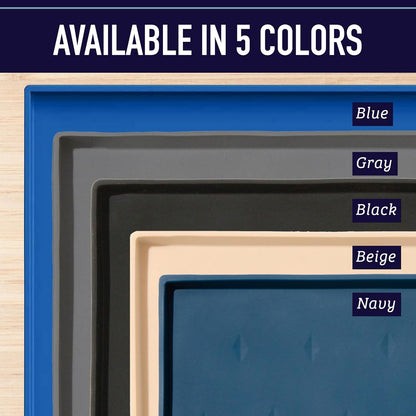 Dog Food Mat - Waterproof Cat & Dog Bowl Mat for Food and Water, Silicone Pet Feeding Mats for Floors, Non-Slip Placemat with High Edges, Puppy Essentials (XL: 25"X17", Gray)