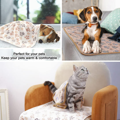 3 Pack Cat and Dog Blanket Soft & Warm Fleece Flannel Sleep Mat, Great Pet Throw for Puppy, Kitten,Cats,Small, Medium & Large Dogs (Medium 30" X 20")